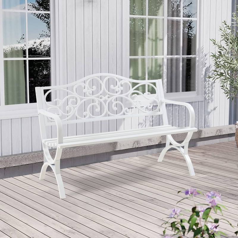 Image of Garden Bench For 2-3 People, Steel, 127 X 53 X 79 Cm