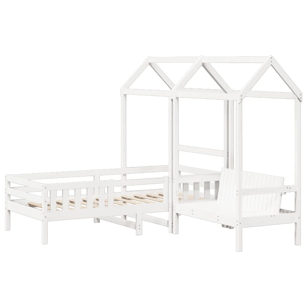 Furniture set, Bed and Bench Set with Roof without Mattress White 80x200 cm