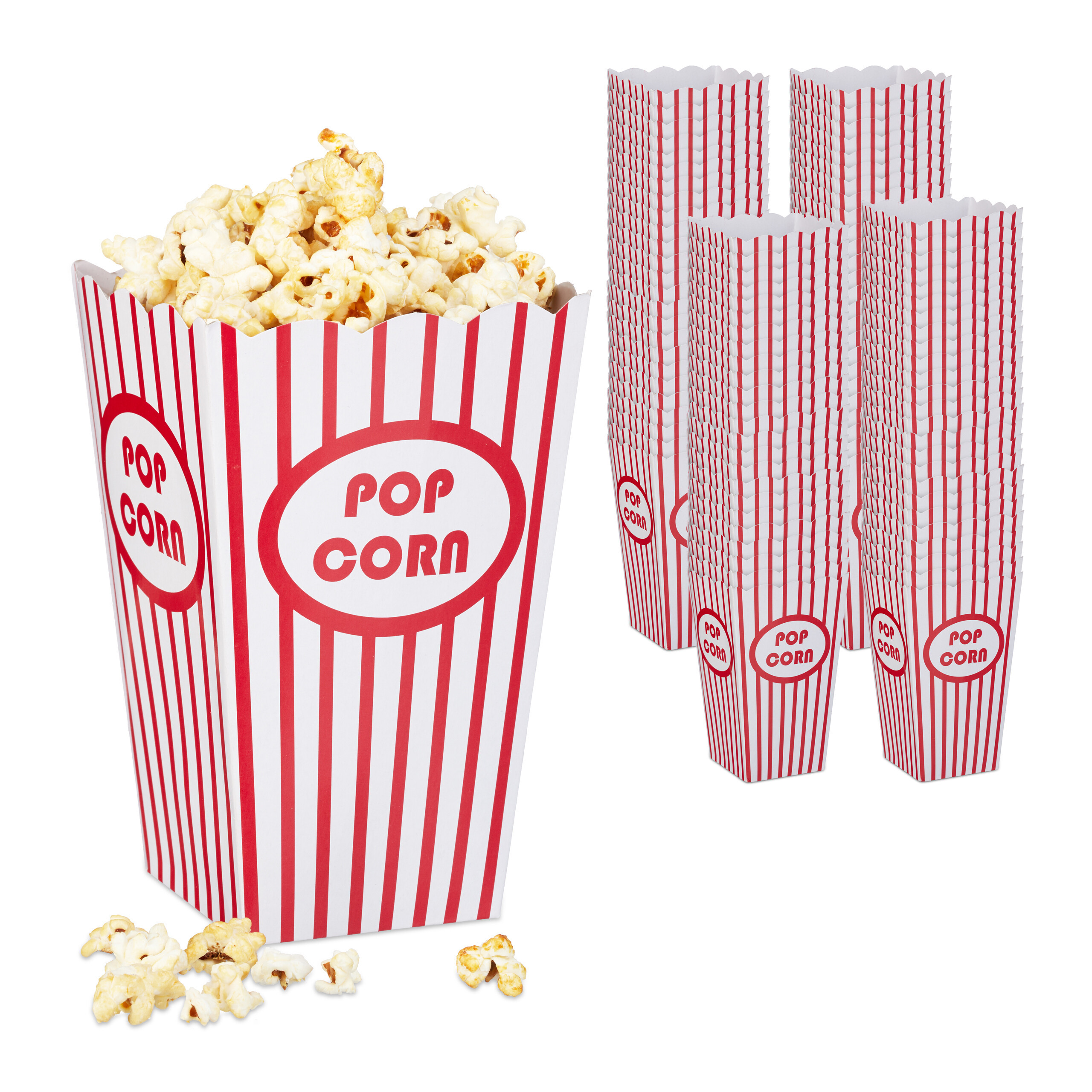 TEMU Sacchetti per popcorn, a righe, set da 100, 16 x 10.5 x 10.5 cm, cartone, e bianco, riutilizzabili, per serate cinema, feste e compleanni per