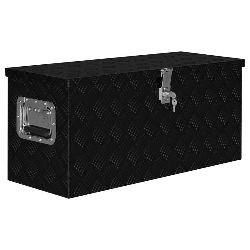 Outdoor Storage Box. Black Aluminum Box 80X30X35 Cm. Recycling Box for Garden, Pool And Garden Storage Box with Lid, Outdoor Storage Box for Gardening Tools, Swimming Equipment, Toys, And Pillows.