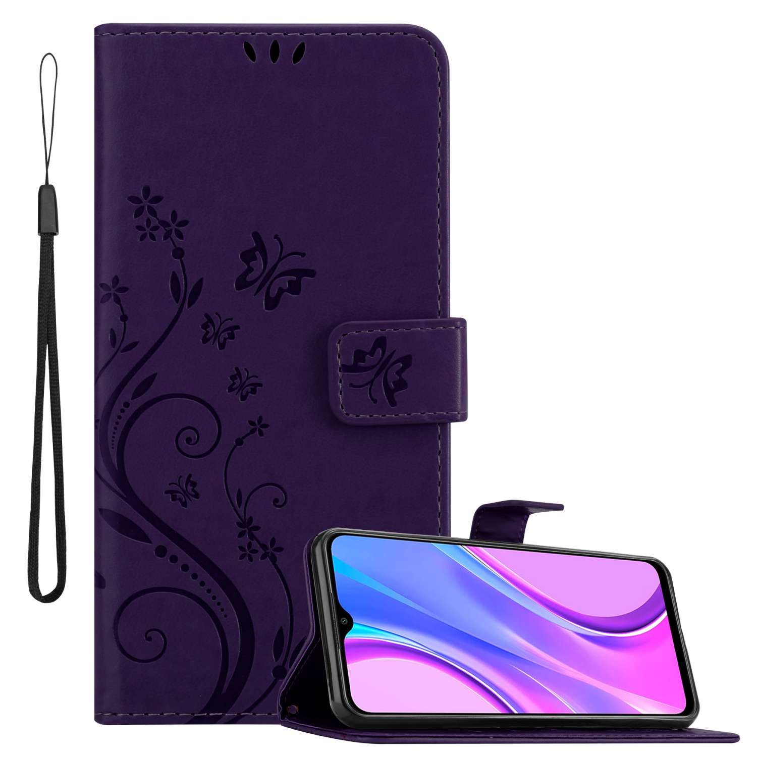 Case Compatible For Xiaomi Redmi 9 Protective Cover With Magnetic Closure, Stand Function And Card Slots Flip Case Flower Cover Phone Case Foldable Case Book Bag