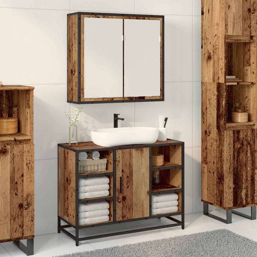 Image of Vidaxl Bathroom Cabinet Wall-mounted Storage Mirror Cabinet Modern Furniture Space- Vanity Cabinet Bedroom Utility Cabinet