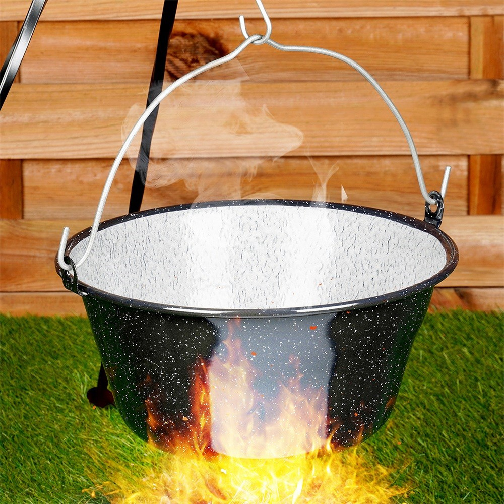 Enamel Hanging Pot, 9.5 L, Hungarian Style