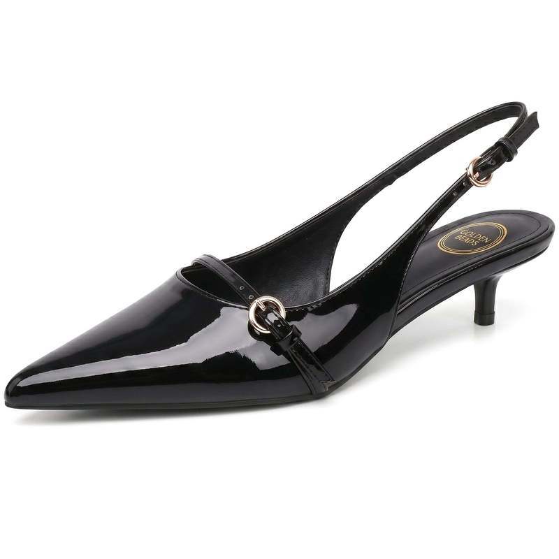 Elegant Women's Pointed Toe Slingback Kitten Heel Sandals