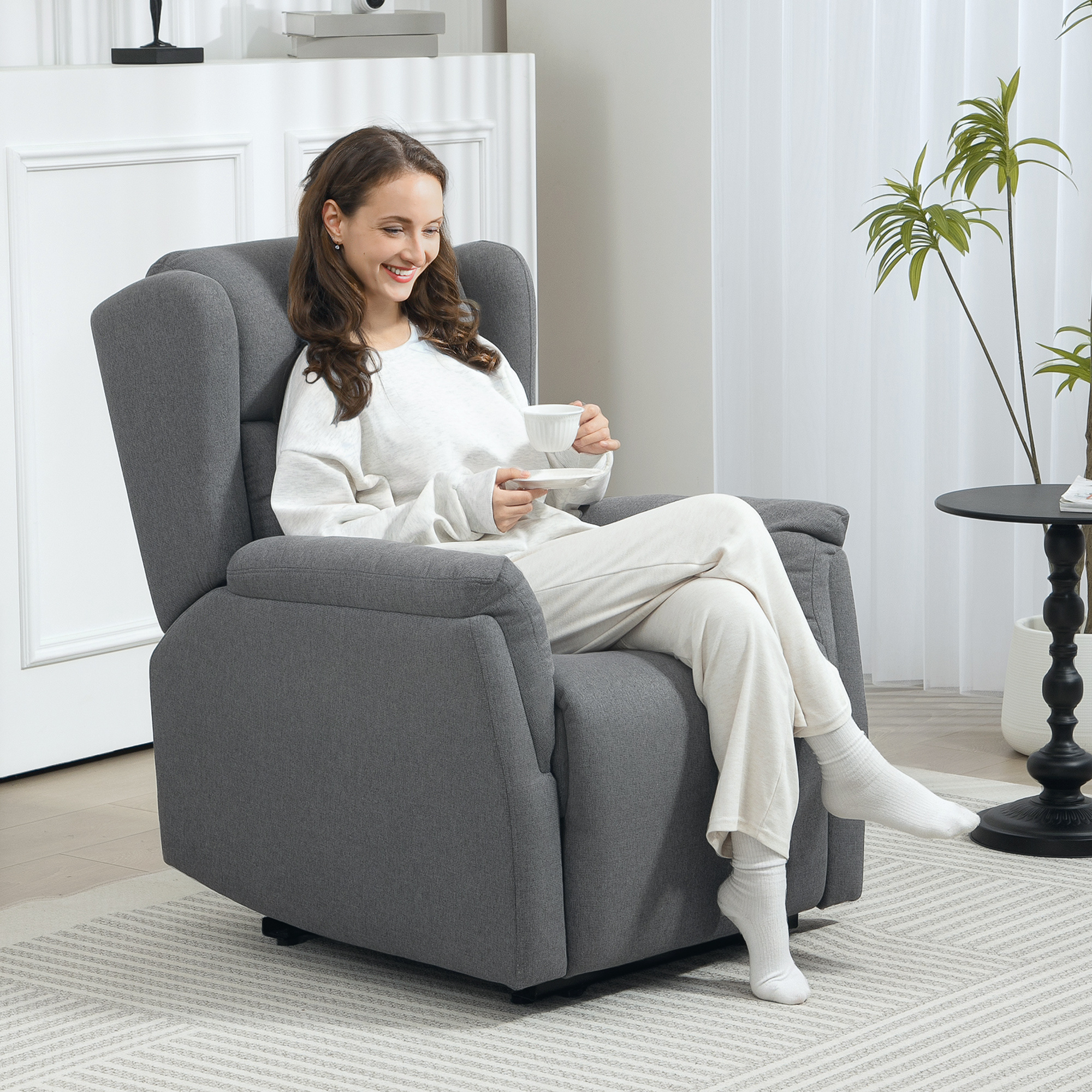 Recliner, Tv Armchair With Reclining Function, Tv Armchair With Core, Upholstered Recliner, Relaxation Armchair Loadable Up To 150 Kg For Living Room, Bedroom, Dark Grey
