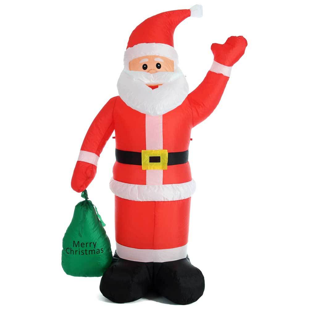 TEMU Bakaji Inflatable Santa Claus With Gift Bag Auto-inflatable Large Height 180 Cm With Led Lighting And Fixing Kit For Outdoor Ip44 Protection