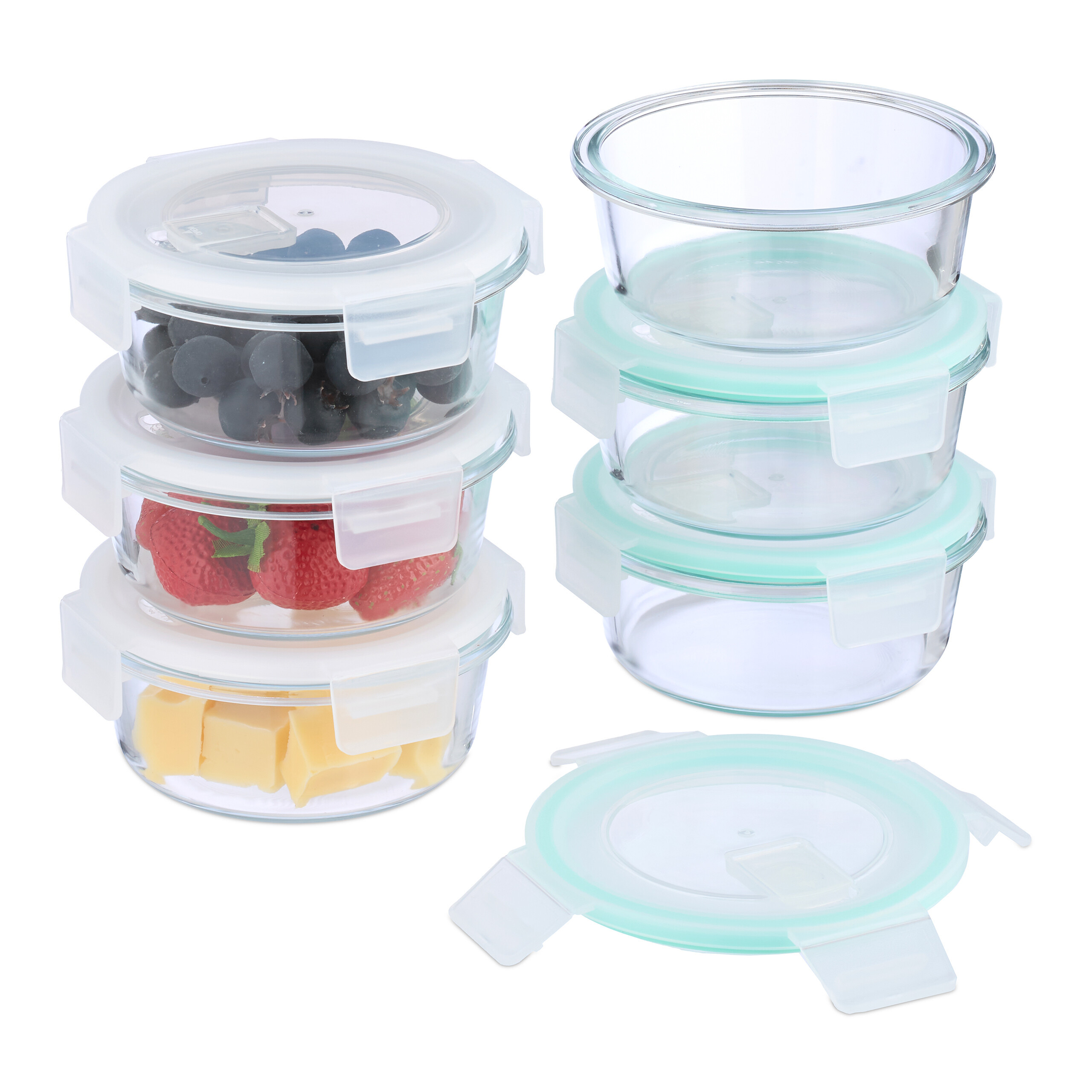 6 X Transparent Glass Containers With Lids - 400 Ml