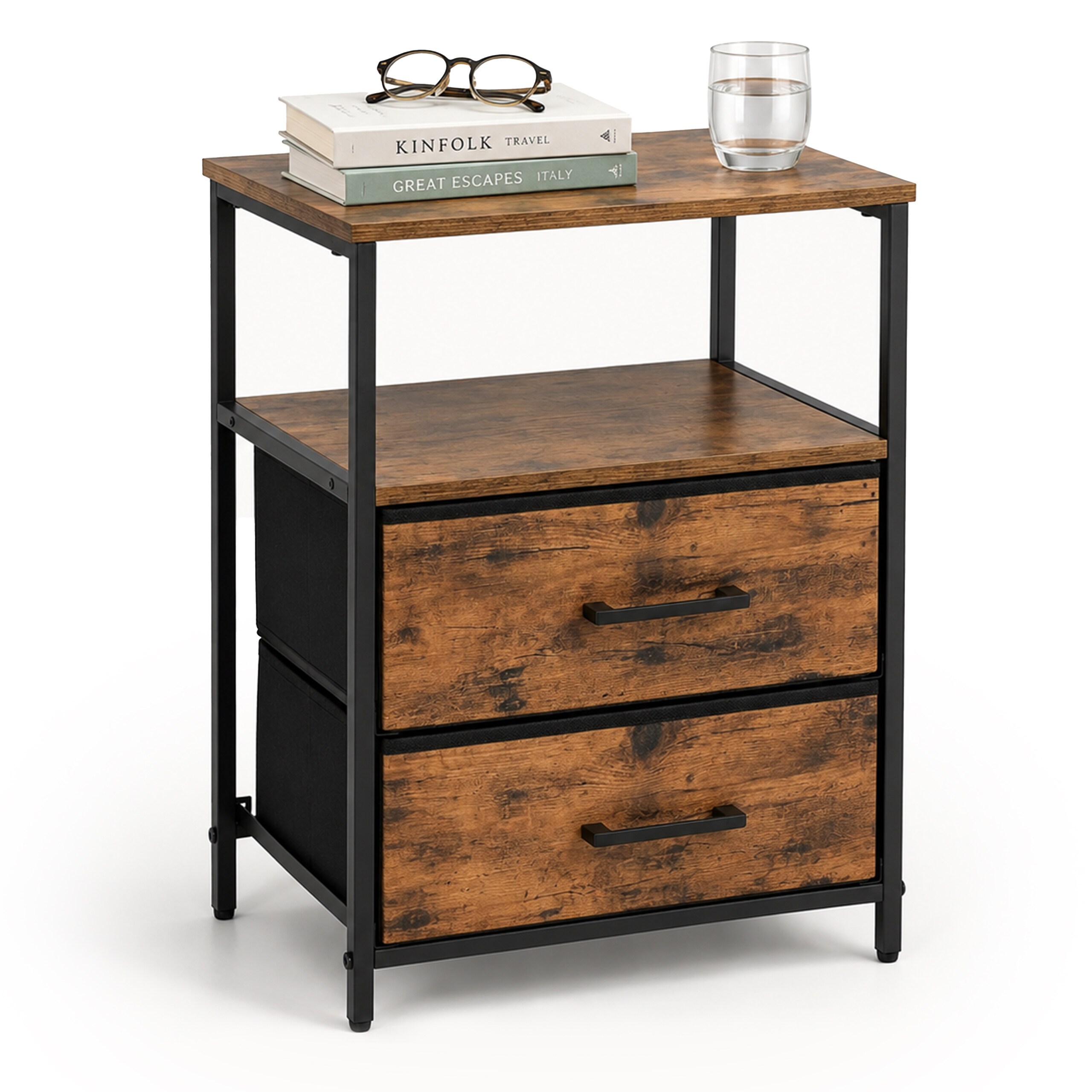 Image of Nightstand In Brown/black - (w)38 X (h)61 X (d)28 Cm