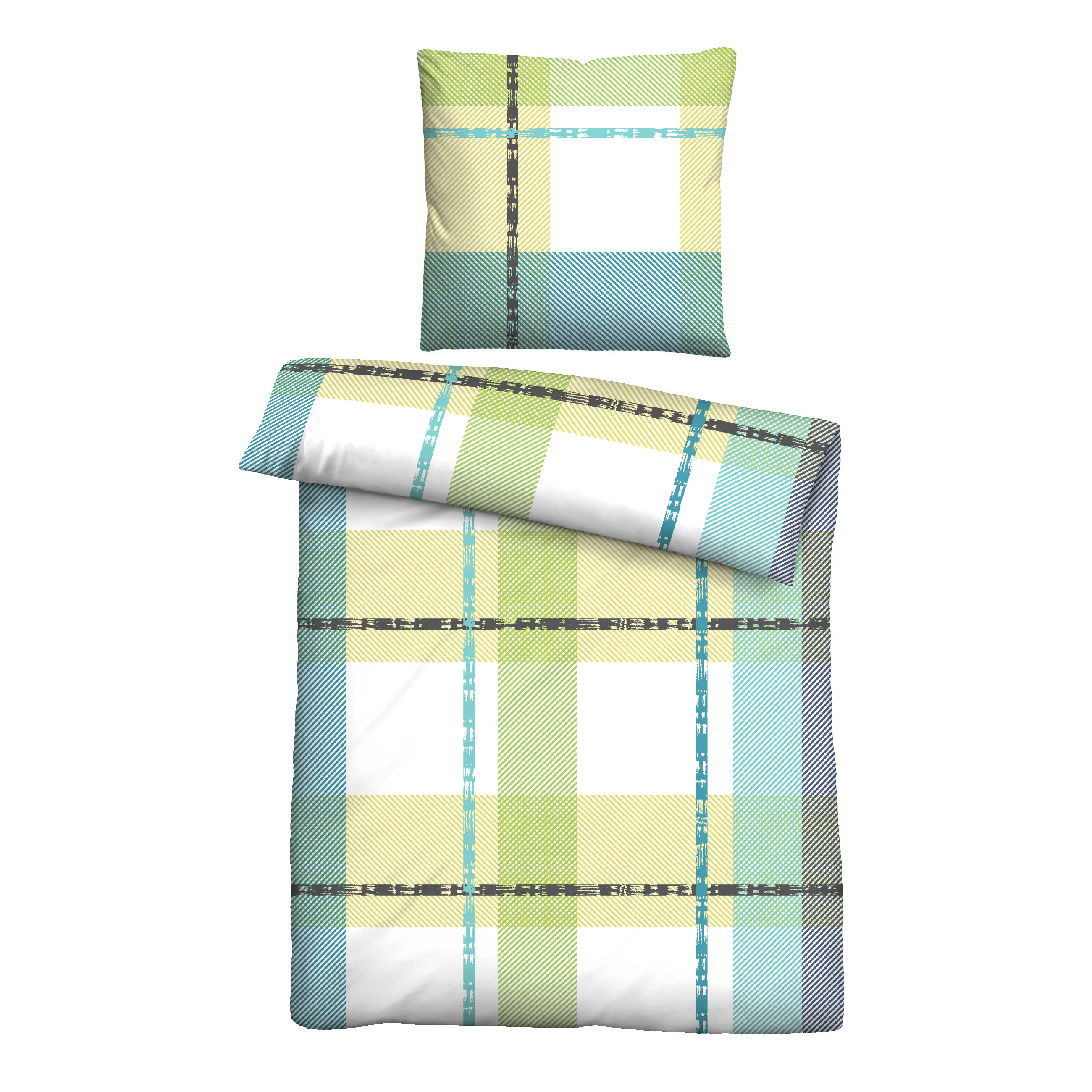 - - Brand Bed Linen Microfiber Bed Linen 0560746 Green Checkered