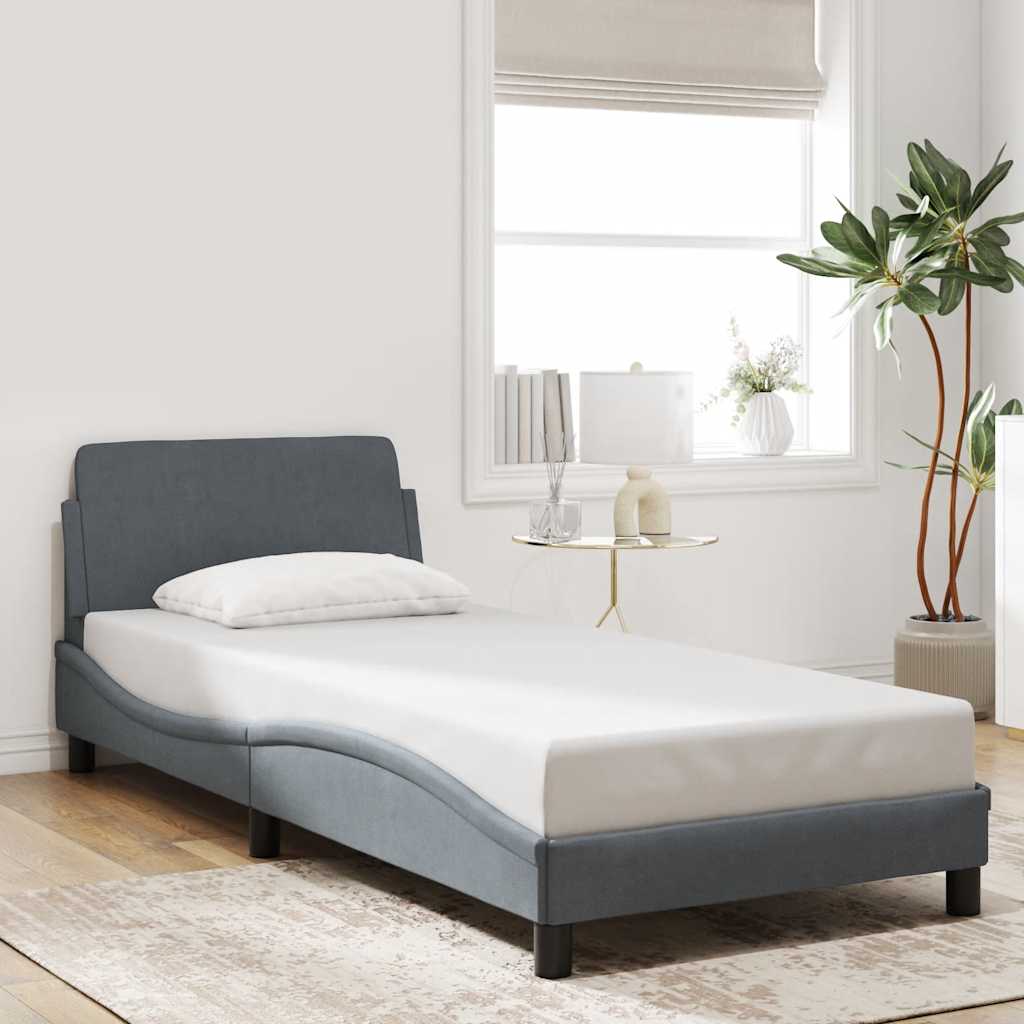 Vidaxl Bed Frame "", Upholstered Bed, Bed Frame With Slatted Base For Bedroom, Single Bed, Dark Grey 80x200cm Velvet