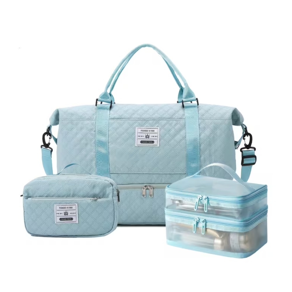 TEMU 3pcs Large Capacity Bag Set Sports Tote With Shoe Compartment For Short Trips & Business Multi-pocket Luggage