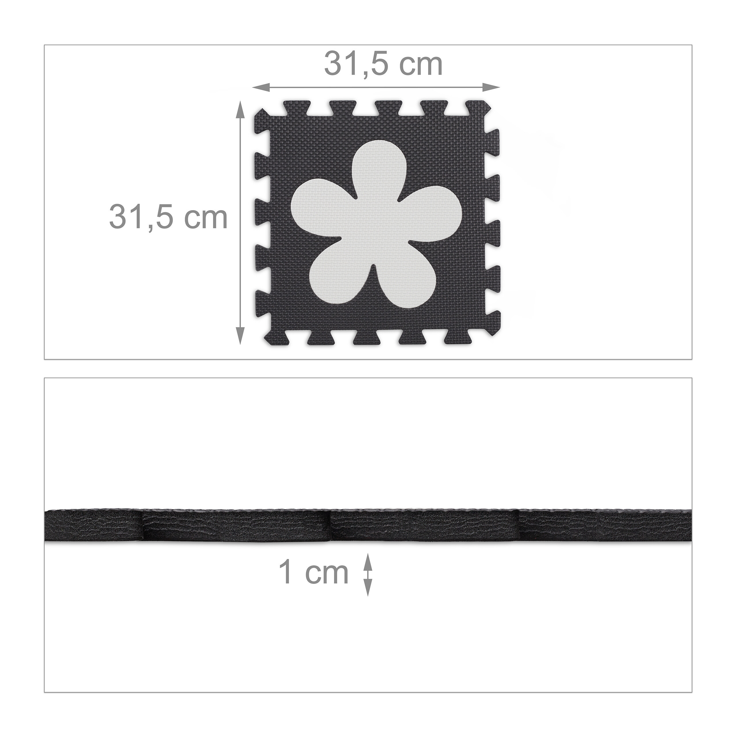 Puzzelmat met 34 stukjes in grijs/wit