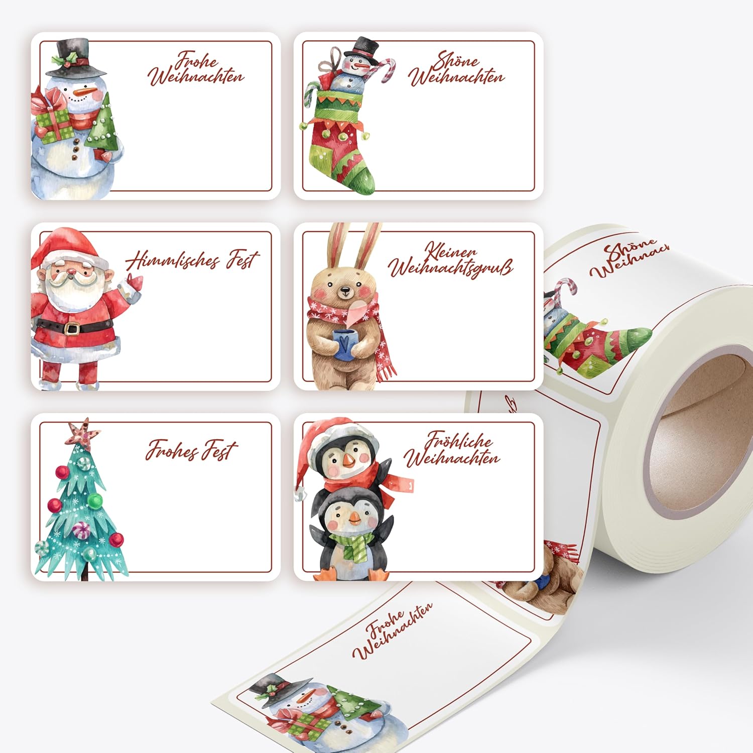 Image of Colortouch Christmas, 250pcs Christmas Stickers, 37*55 Mm Rectangular Roll Christmas Labels, Christmas Stickers For Christmas Decorations, Gift Bags, Snow