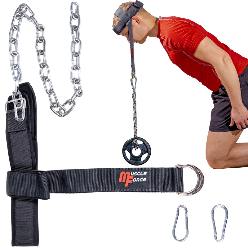 Image of Head Harness For Neck Training - Strap For Neck Exercises, Strengthening Neck Muscles, Mma, Wrestling, Bodybuilding, Strength Training, Chain With Carabiners, Neoprene, Adjustment On , Unisex.