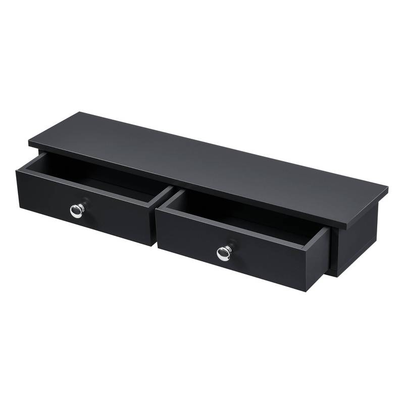 TEMU Étagère Murale avec 2 Tiroirs, 10x60x15 cm, de 15 kg, MDF, Disponible en Diverses Couleurs par en.casa