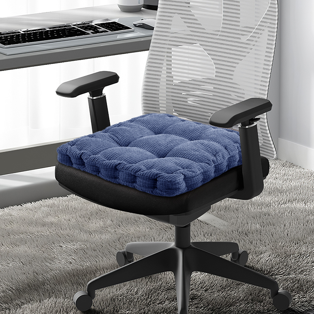 Blue Square Thick Non-Slip Cushion, 40cm, Casual Use