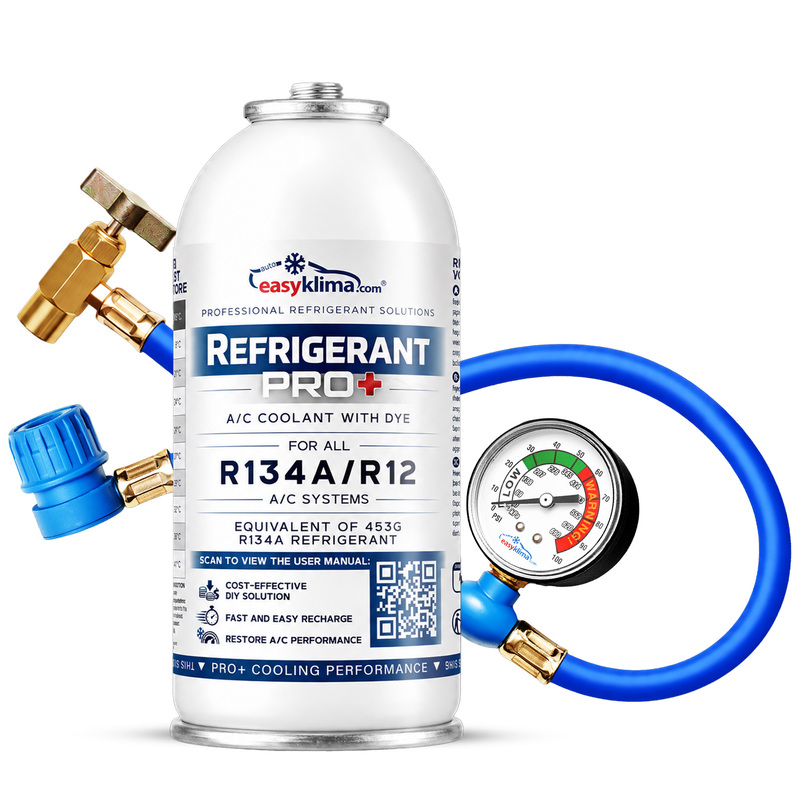 TEMU Kit de carga de aire acondicionado para coche EasyKlima R134a, gas refrigerante de CA, recarga de refrigerante de repuesto 170 g neto = 453 g