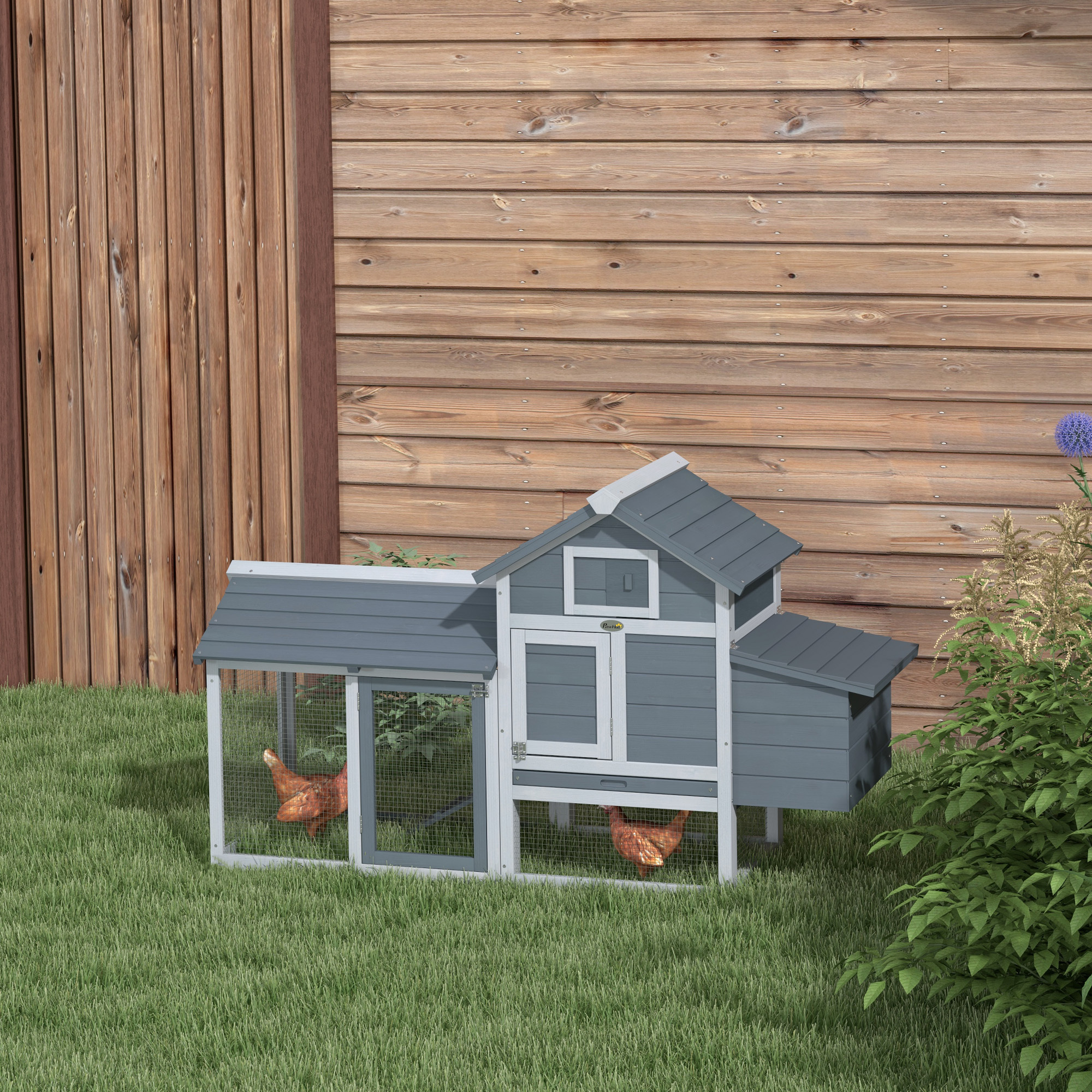 Dwarf Chicken Coop Dwarf Chicken House With Nesting Box Dwarf Chicken Aviary Run Poultry House With Ramp Tannenholz Grey 150.5 X 54 X 87 Cm
