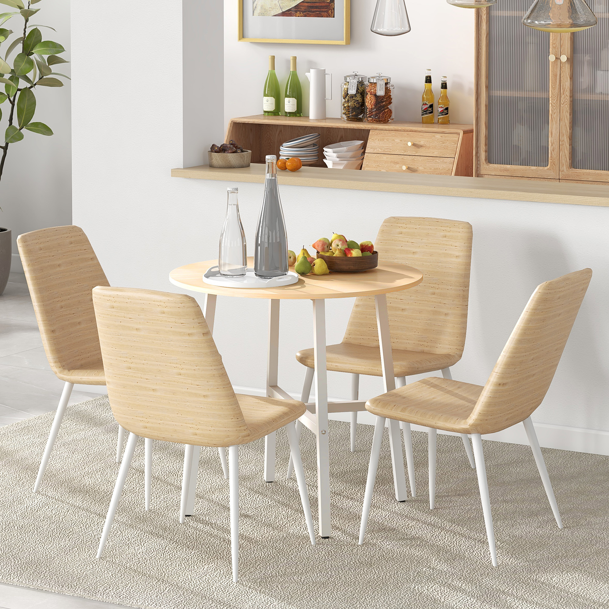 Living Room Table Dining Table Kitchen Table For , Living Room Table For Dining Room, Kitchen, Steel, Natural Wood, 80 X 80 X 76 Cm