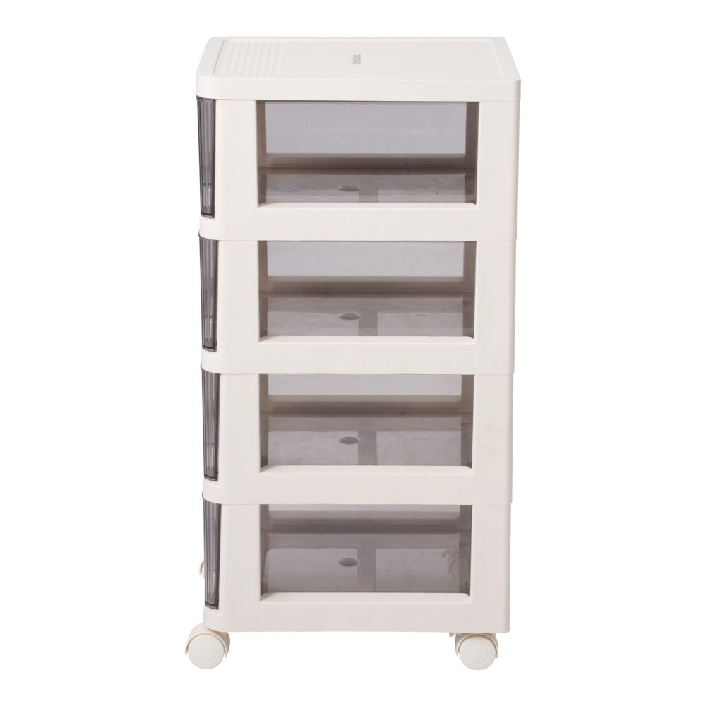 4 Layers Plastic Storage Drawers on Wheels