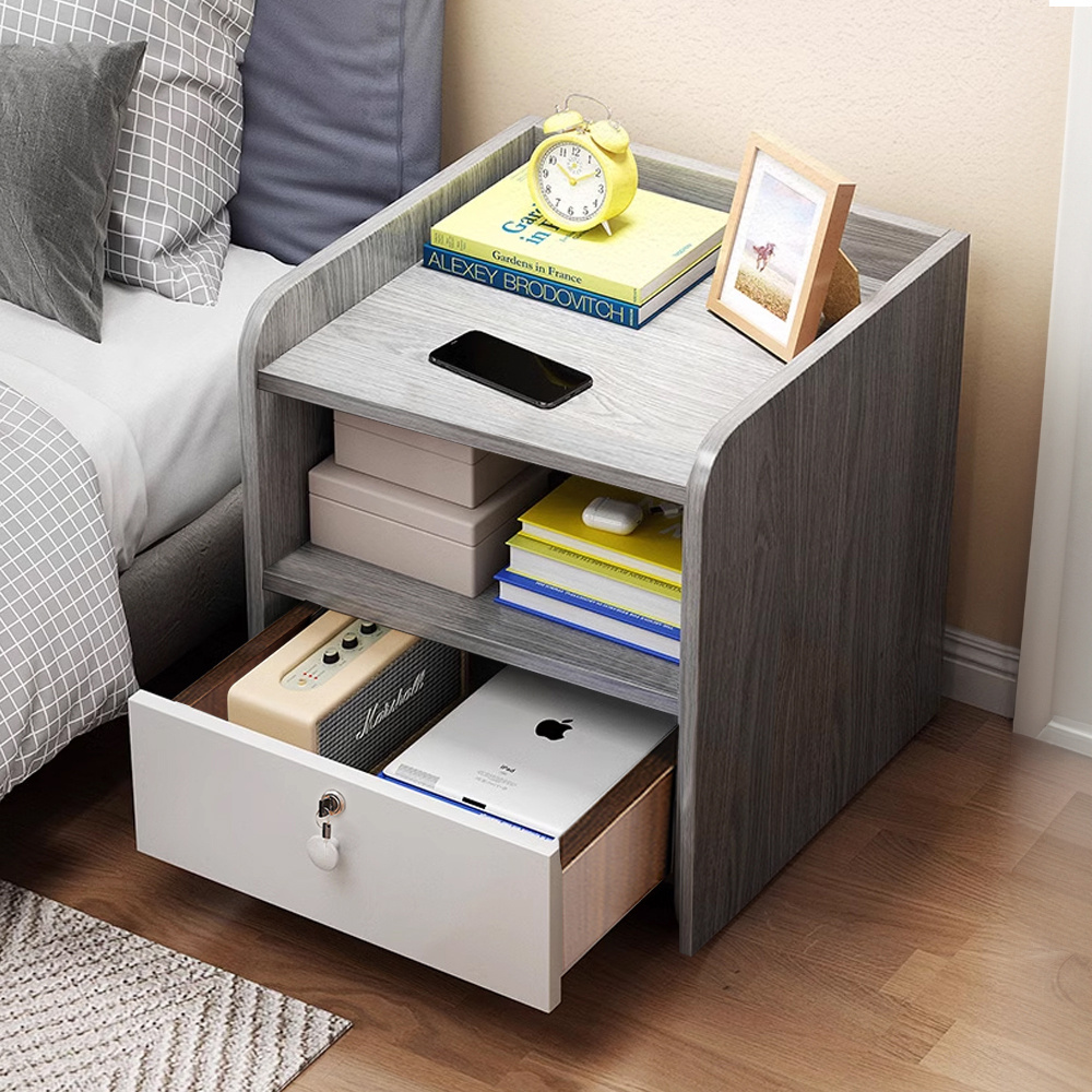 TEMU Slim Bedside Cabinet, Narrow Nightstand Side Table, Bedside Table With Drawer & Open Shelf For Bedroom, Living Room Sofa Side End Table, Modern