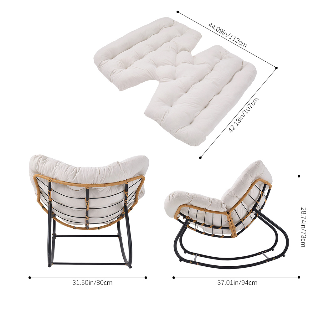 large small 1pc outdoor rattan rocking chair for home or office use lounge chair reading chair suitable for living room family   patio garden white  