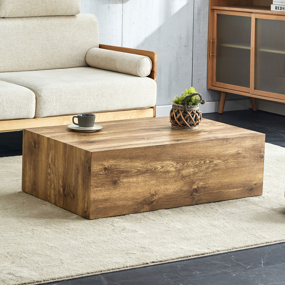 Image of Rectangular Coffee Table 90×50×30 Cm Single Plate Wood Grain 100 Kg Load Capacity Silicone Non-slip Feet Scratch-resistant Wear-resistant No For Living Room