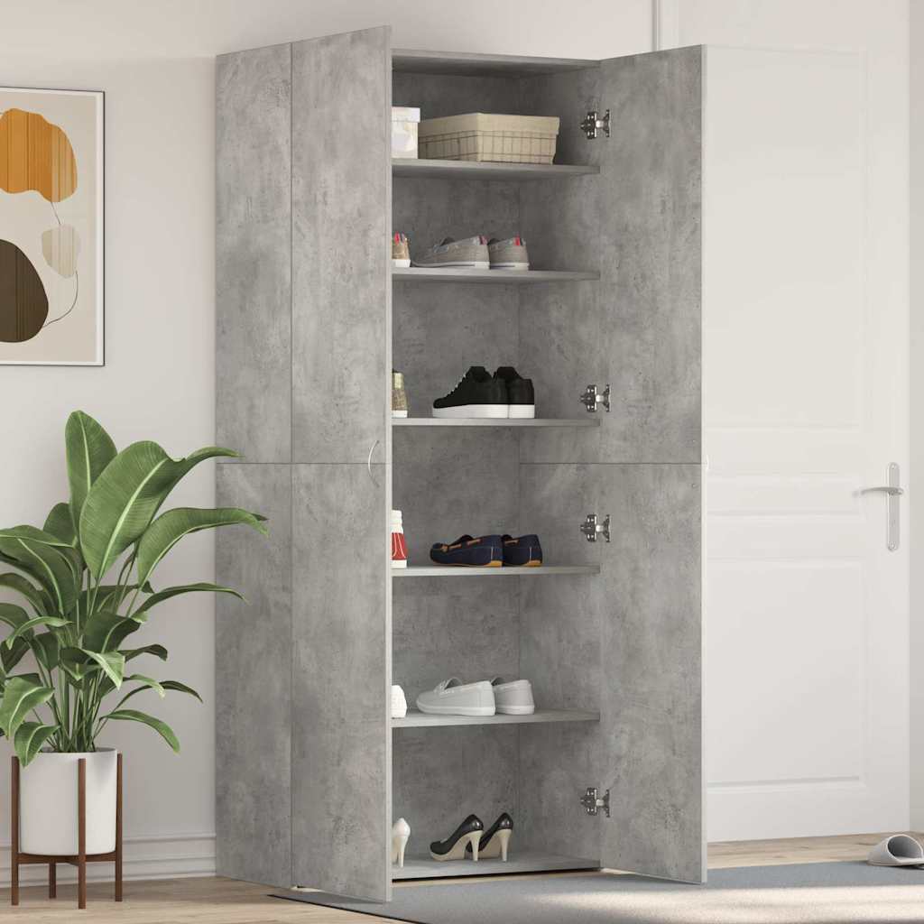 Vidaxl Shoe Cabinet Concrete Gray 80x35.5x180 Cm Wood Composite