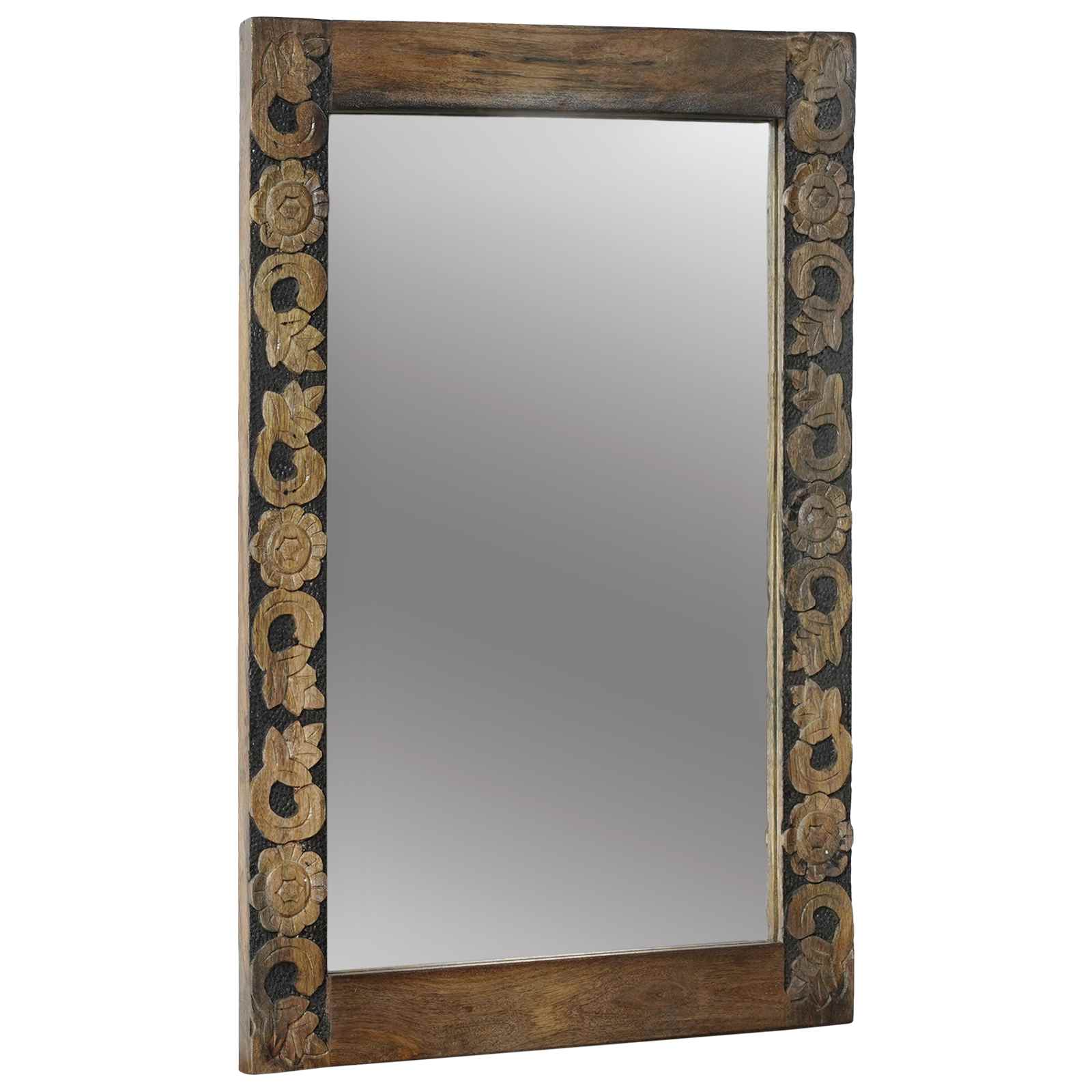 Image of Vidaxl Wall Mirror Walnut Brown 70 X 50 Cm Wood And Glass, Stylish Rectangular Mirror For Bathroom, Hallway Or Bedroom, Wall Mounting, Wooden Frame