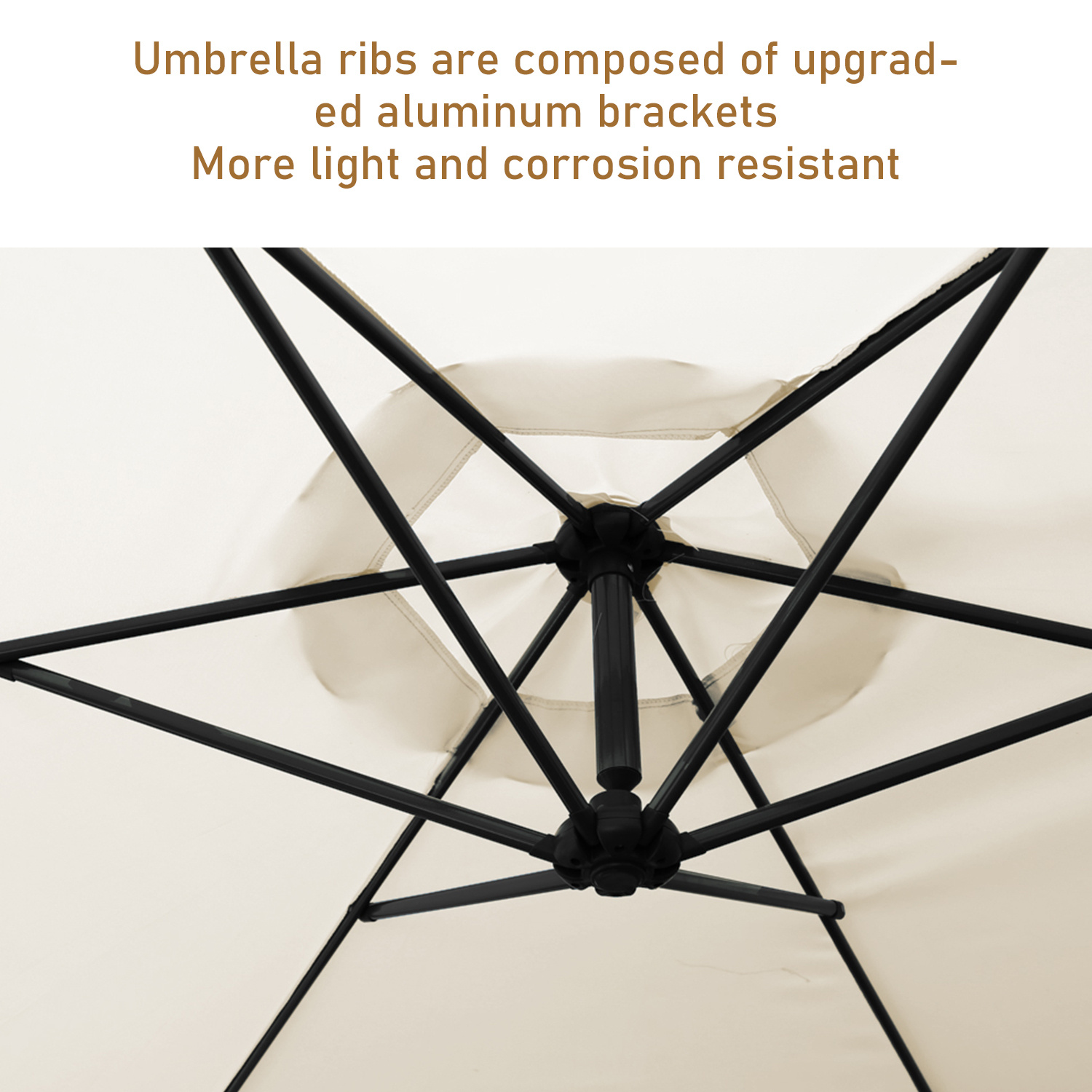 Parasol, parasol cantilever, avec support et lumière, protection solaire, protection UV jusqu'à UV30+, ouverture et fermeture faciles, pour jardin, terrasse, 300 cm