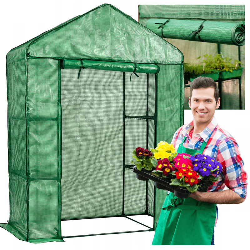 Image of Small Greenhouse Balcony Garden Tunnel Foil Garden Foilak 1.4x2 Shelves
