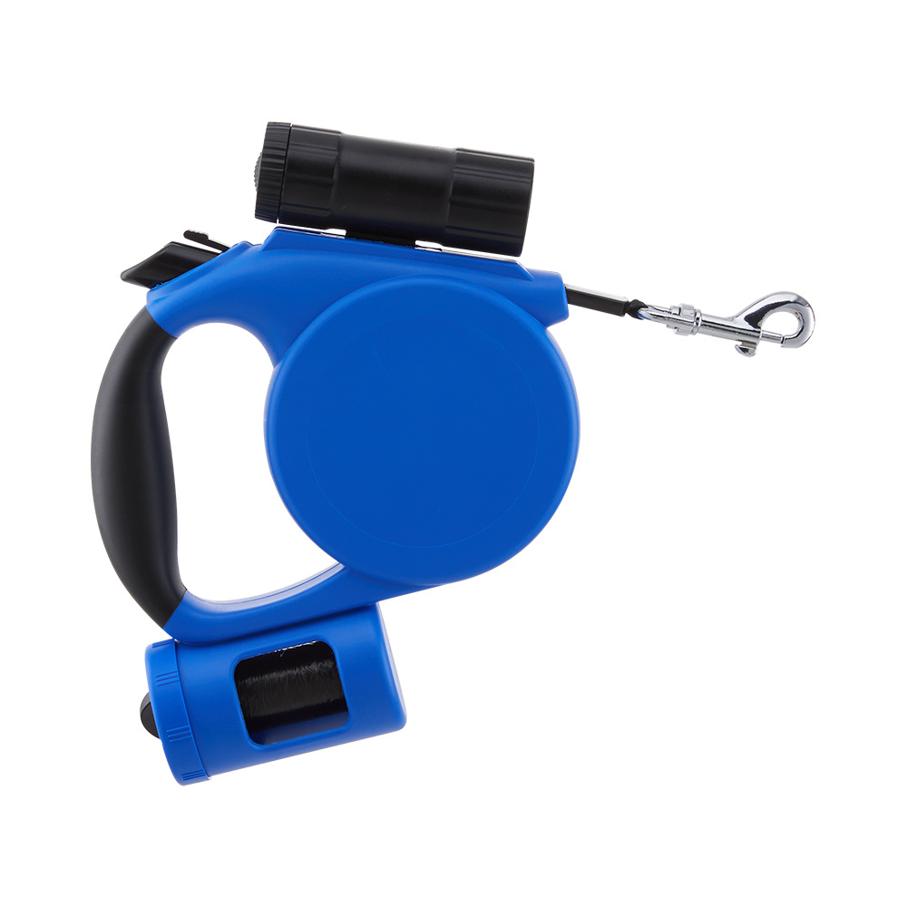 Retractable Dog Leash with Flashlight and Dispenser, 5m