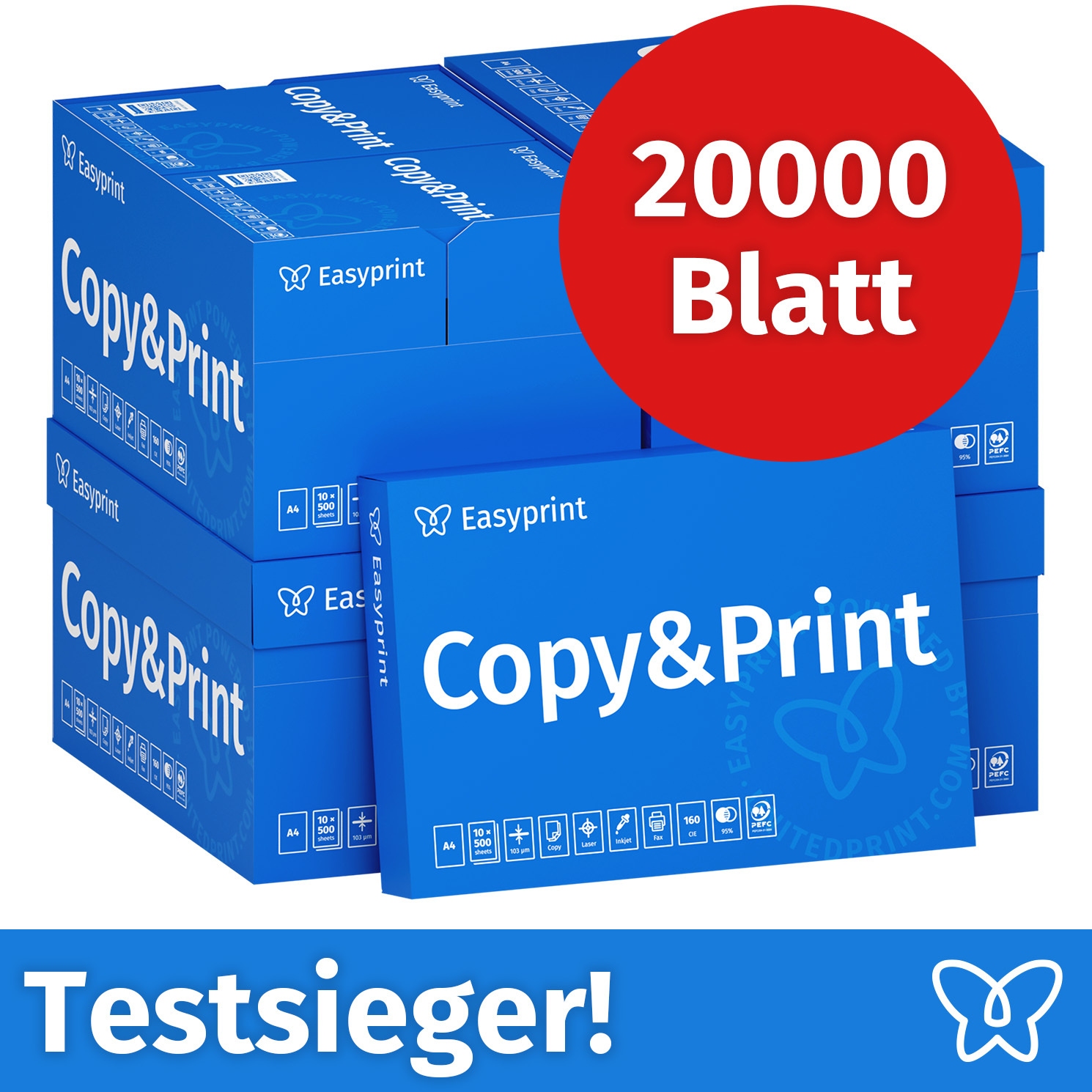 Image of Easyprint Printer Paper 20000 Sheets 40 X 500 A4 Premium Cie 160 Certified