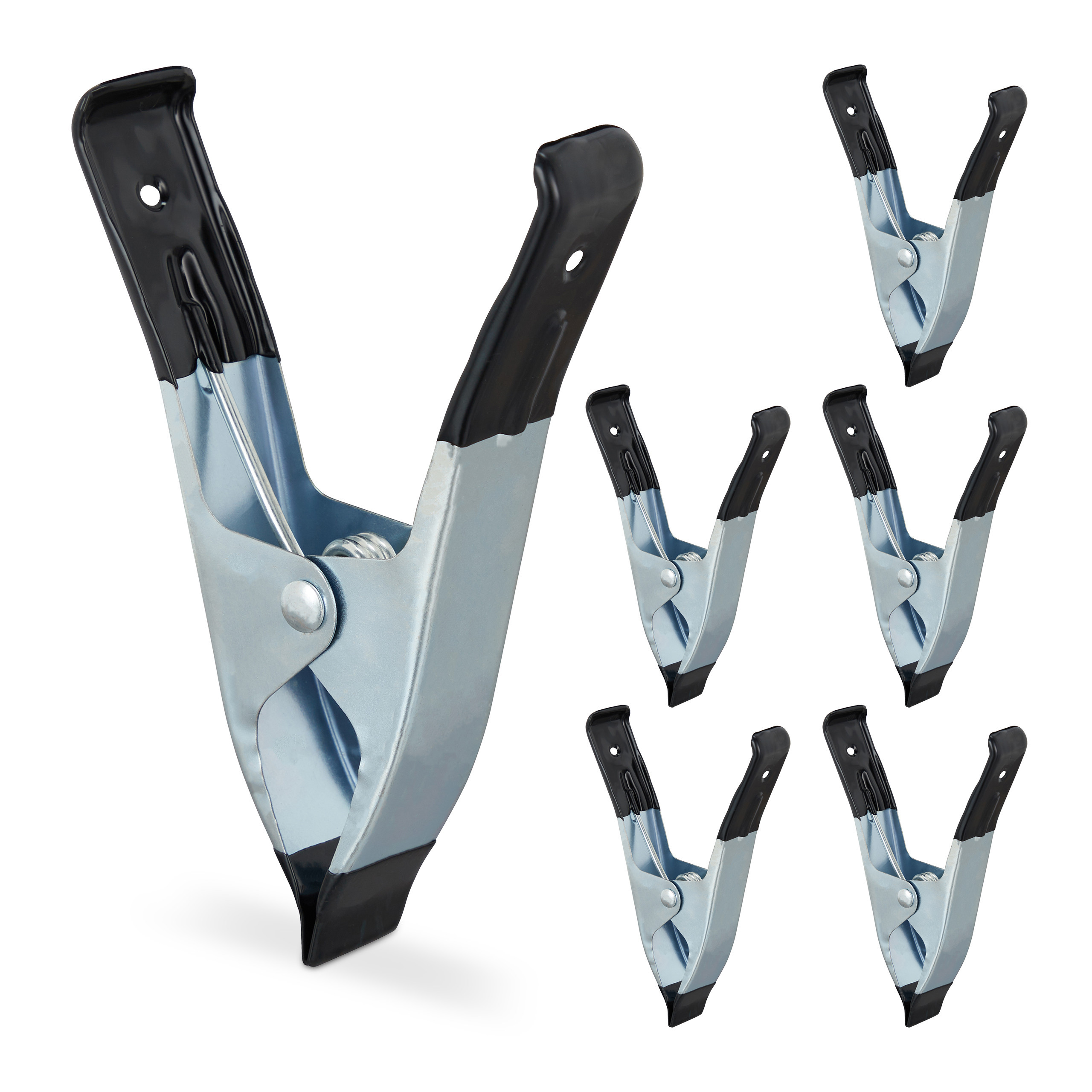 6x Black Clamp Clips