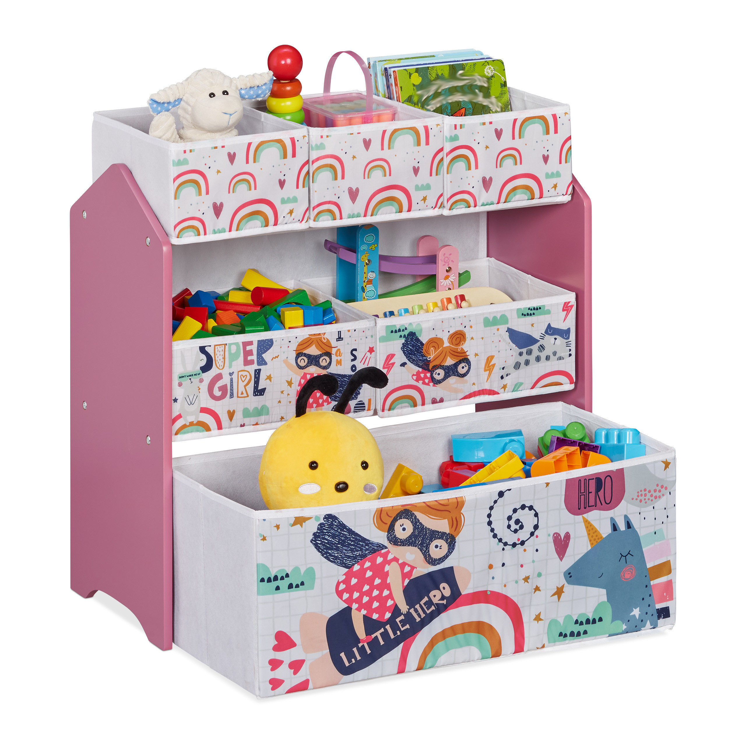 TEMU Scaffale per bambini "Supereroina" multicolore - (L)63 x (A)66 x (P)30 cm