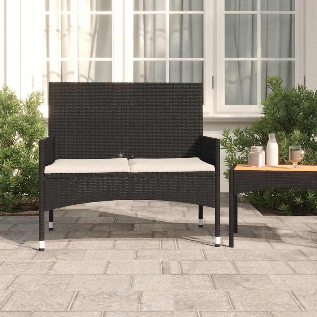 Vidaxl Garden Bench 2-seater With Cushion Seat Bench Rattan Furniture Bank Poly Rattan