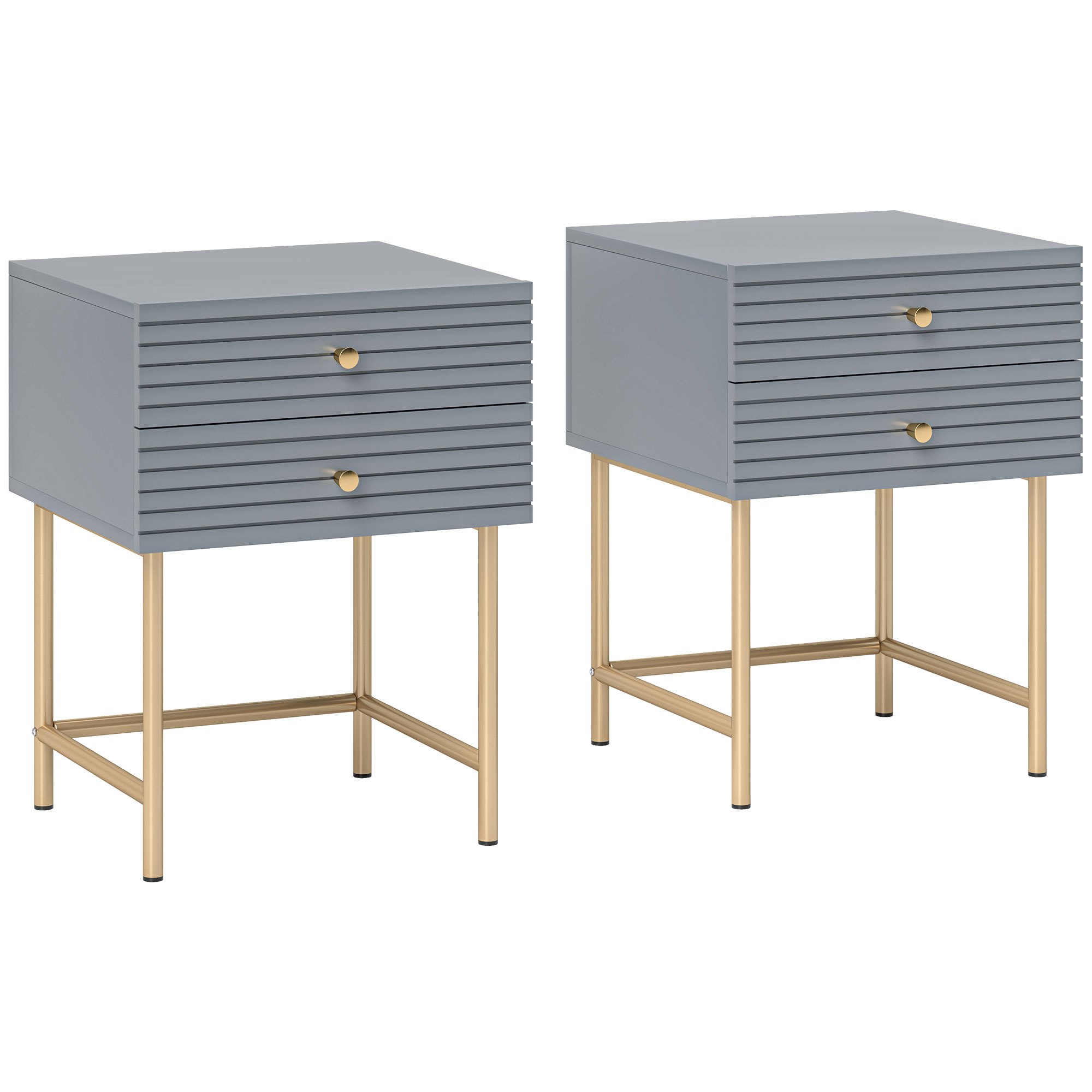 TEMU Bedside Tables Set Of 2, Bedside Cabinet With 2 Drawers, Modern Side Table For Bedroom, Living Room