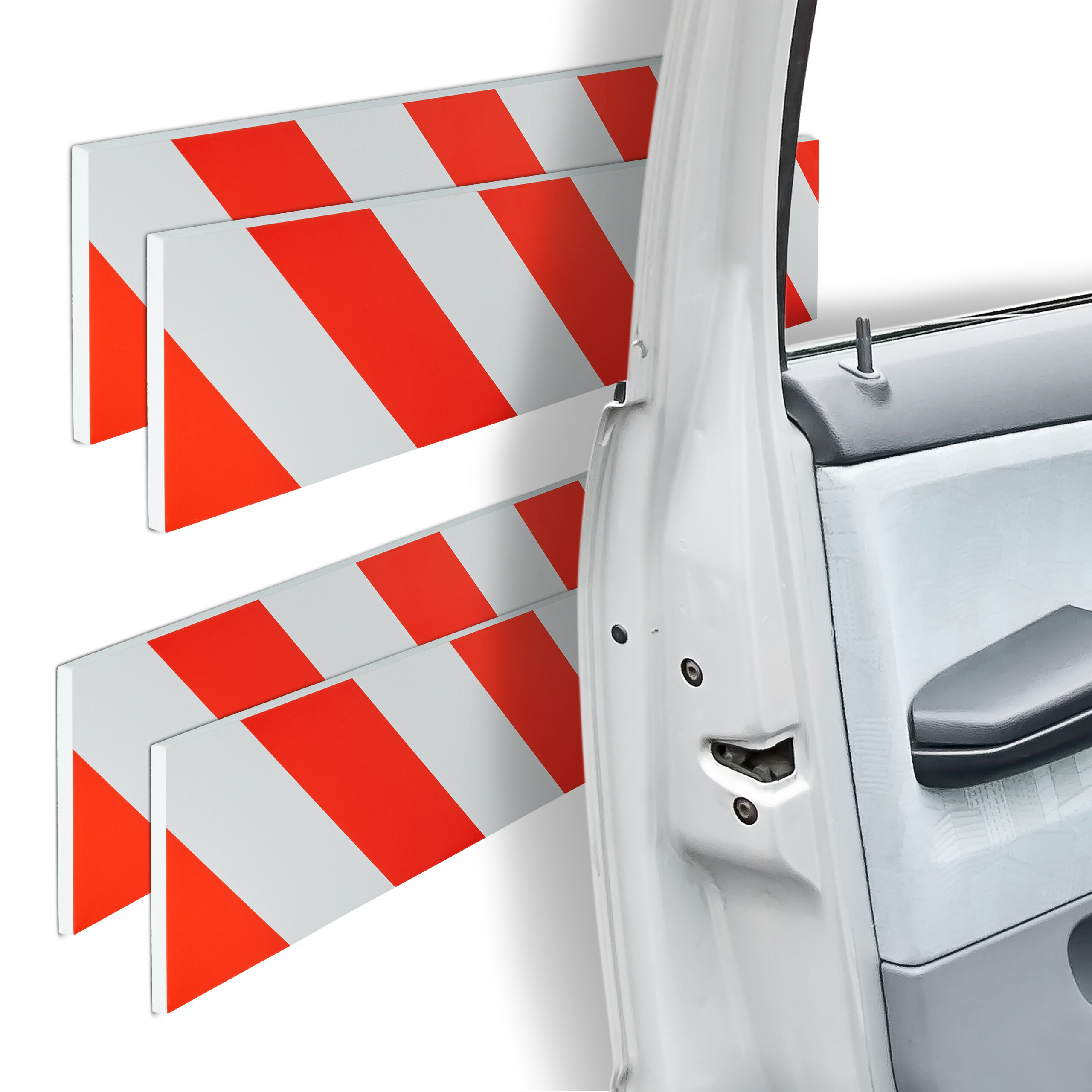 4 X Garage Wall Protection In Red/white - (w)50 X (h)10 Cm