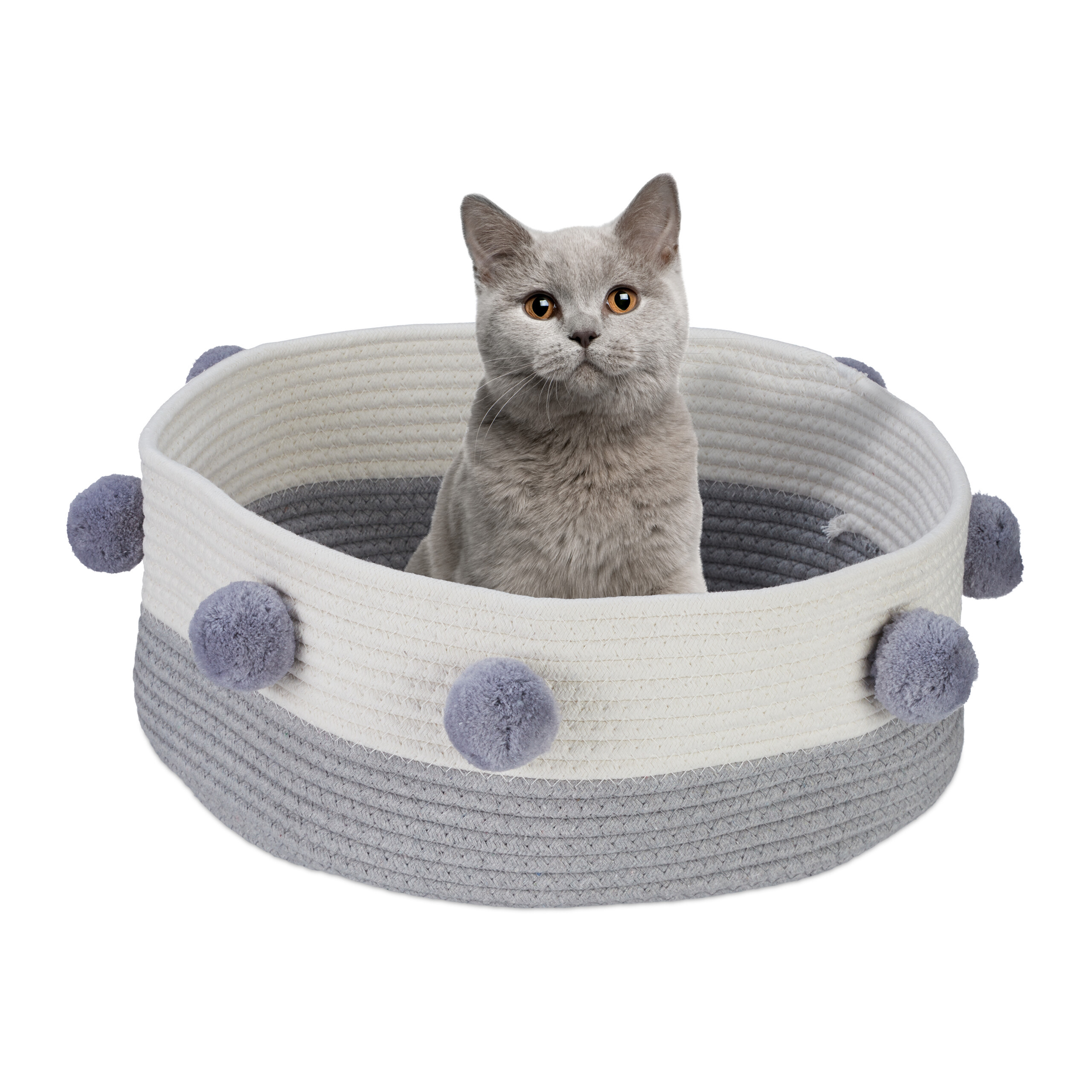 Cat Bed In Gray/white - (h)16.5 X Ø41 Cm