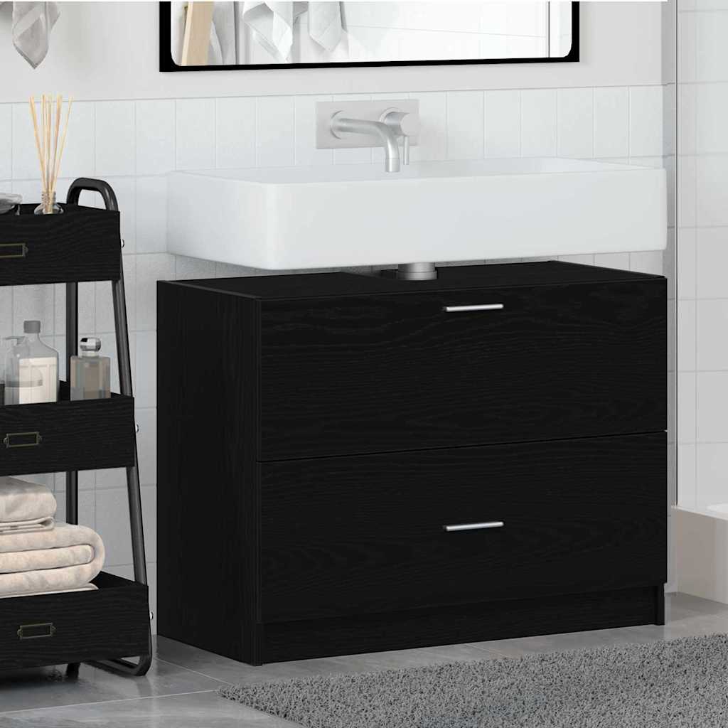 Image of Washbasin Cabinet With 2 Drawers | Modern Wood-based Design With Matte Surface | Space-saving Storage Solution | Indoor Use