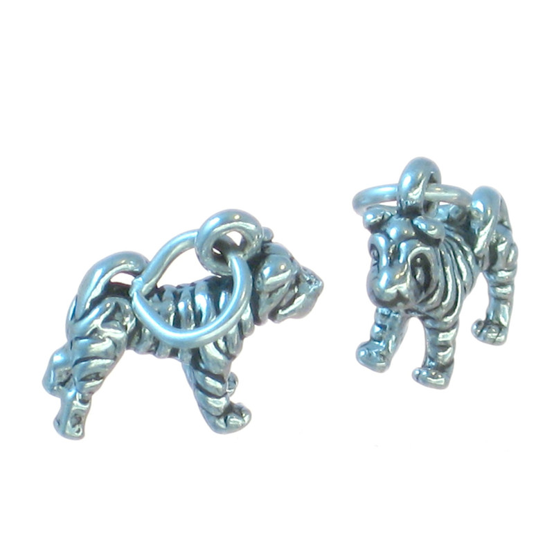 Sterling Silver Shar-Pei Dog Charm, Dog Lover Gift