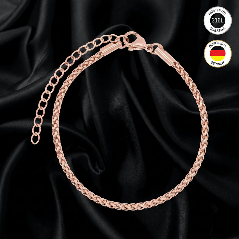 Image of Bracelet For Women - Silvery, Rose Golden Colored - Stainless Steel Chain - Water Resistant