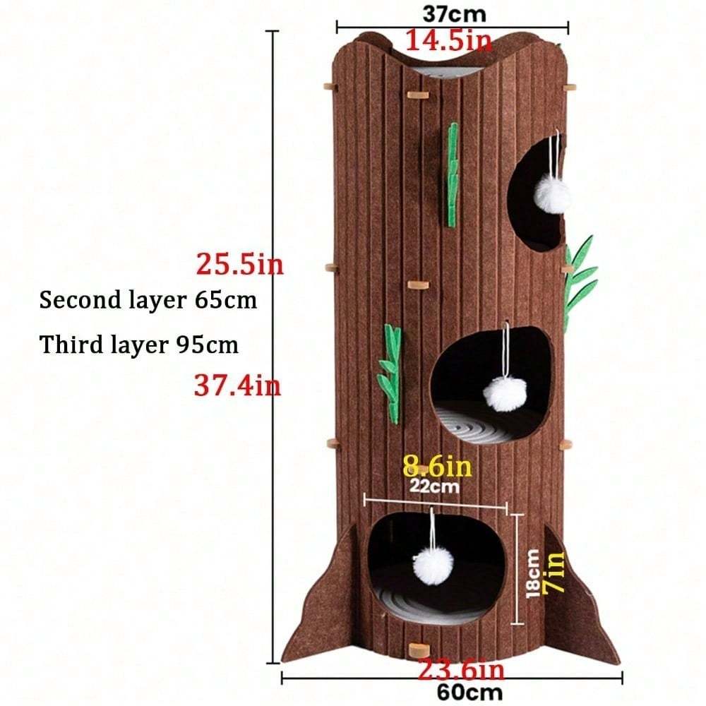 All-Season Enclosed Cat Tree Den with Multi-Layer Bed