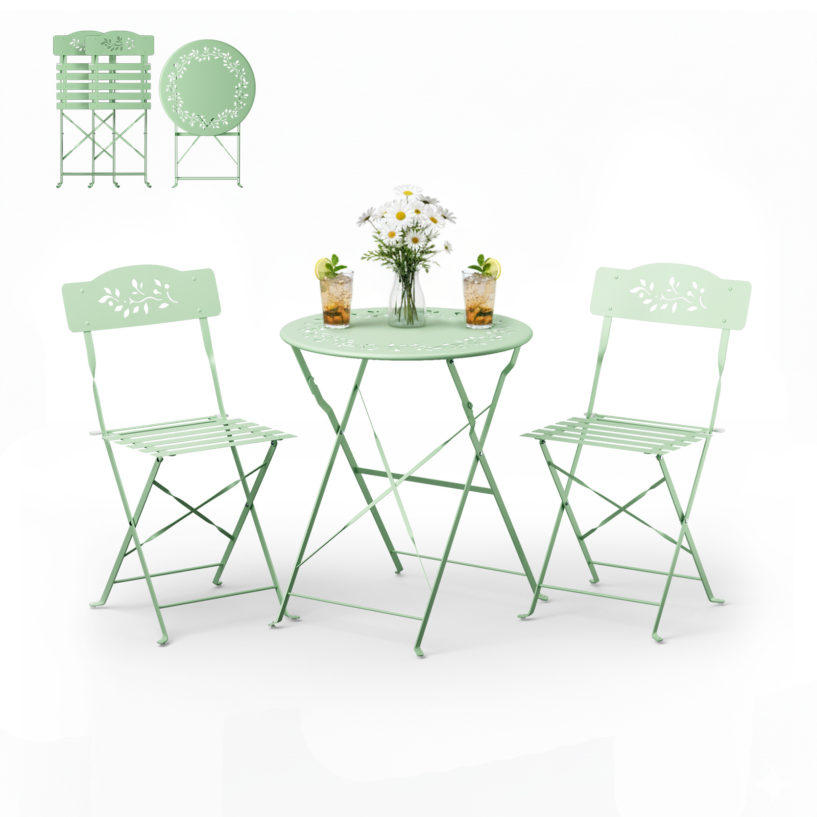 TEMU Bonnlo Set de Bistrot Pliant Ensemble en 3 pièces, Table et Chaise de Jardin Exterieur économes d’Espace pour Balcon-Porche-Jardin, Blue