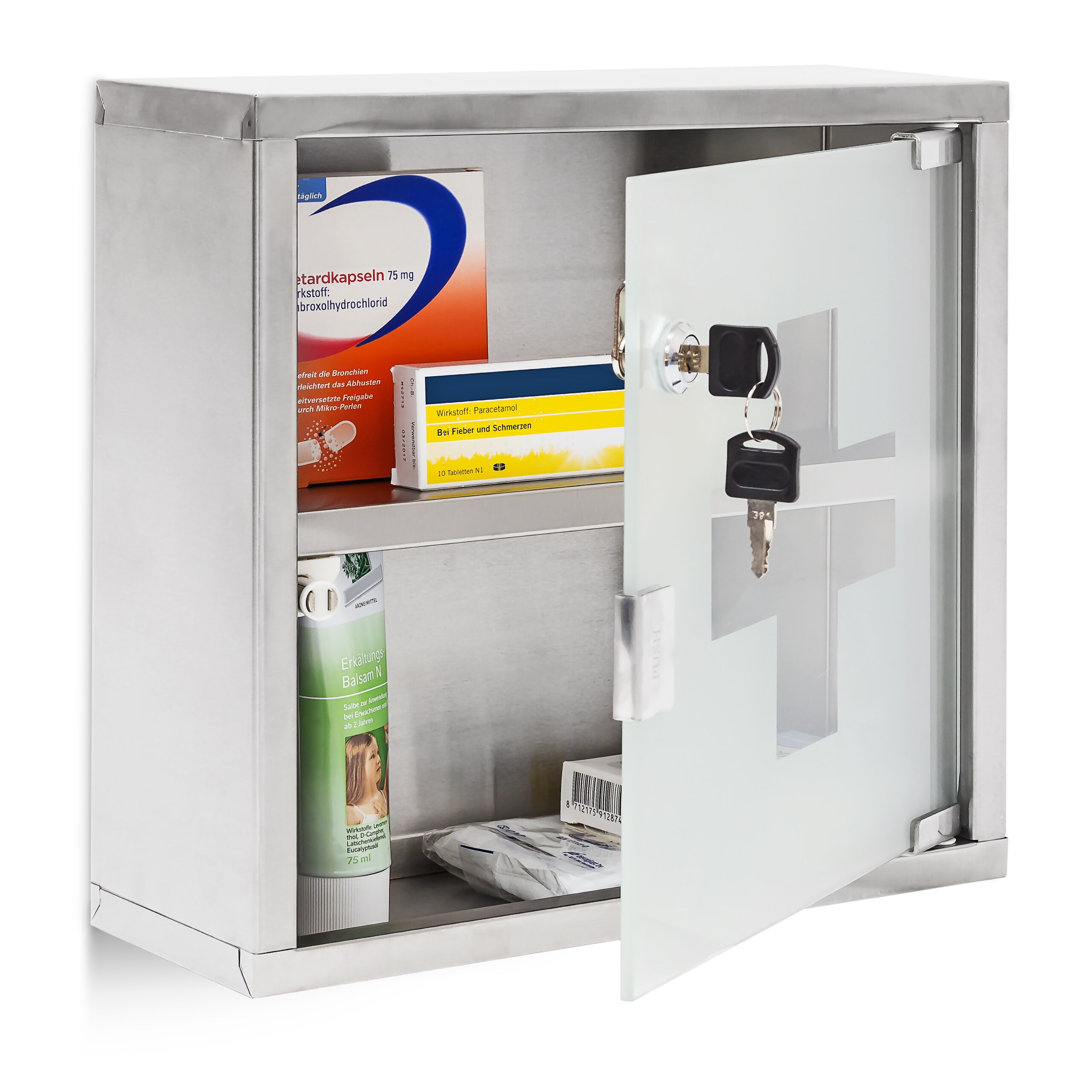 Medical Cabinet In Silver - (w)30 X (h)30 X (d)12 Cm