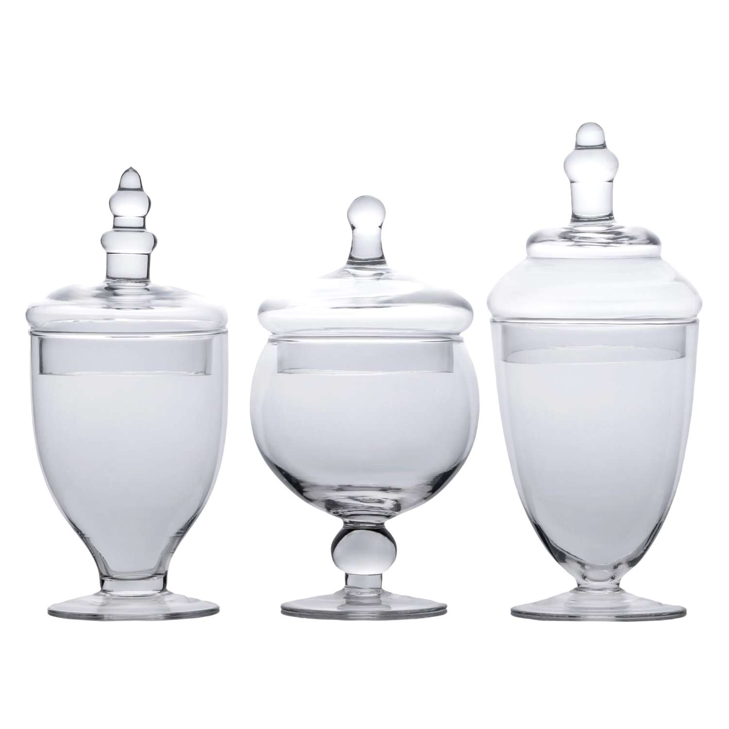 E-shop 3er Set Süßigkeiten Glas im viktorianischen Stil - 25 x 11.5 / 22.5 x 10.1 / 21 x 12 cm - Vintage Bonbon Keks Glas Vorratsglas mit Deckel Deko