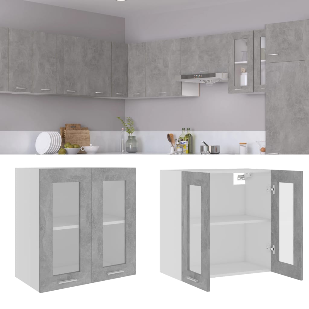 Vidaxl Hanging Cabinet, 60x31x60 Cm, Concrete Grey, Wood Composite, Wall Shelf, Storage, Home Organizer