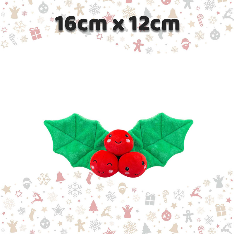 Christmas Holly Soft Toy Plush Gift Idea, 16cm x 12cm