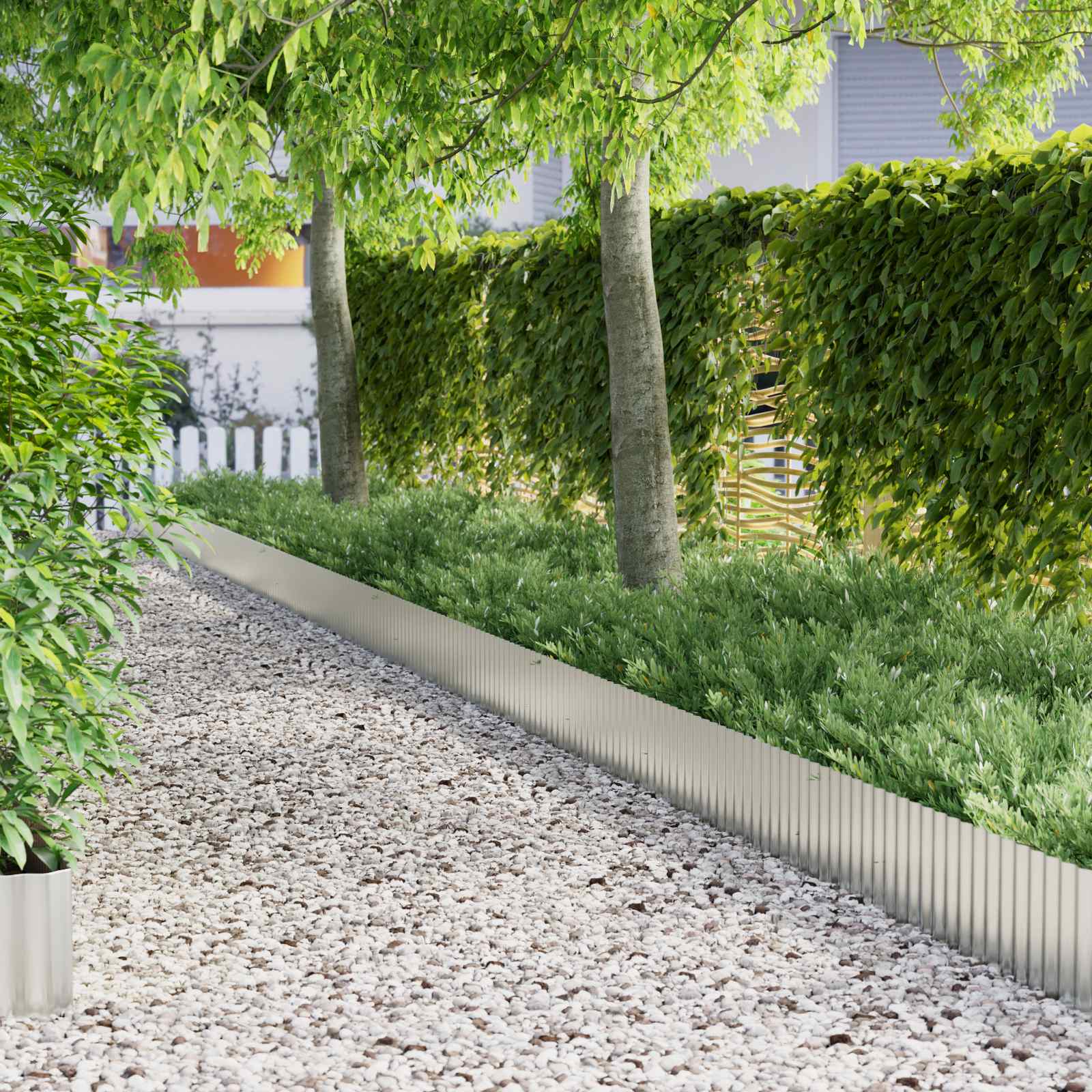 Lawn Edging 1000 X 25 X Cm Galvanized , Garden And Terrace, Modern Metal Edging, Durable Lawn Border, Outdoor Barriers, Landscape Path Divider