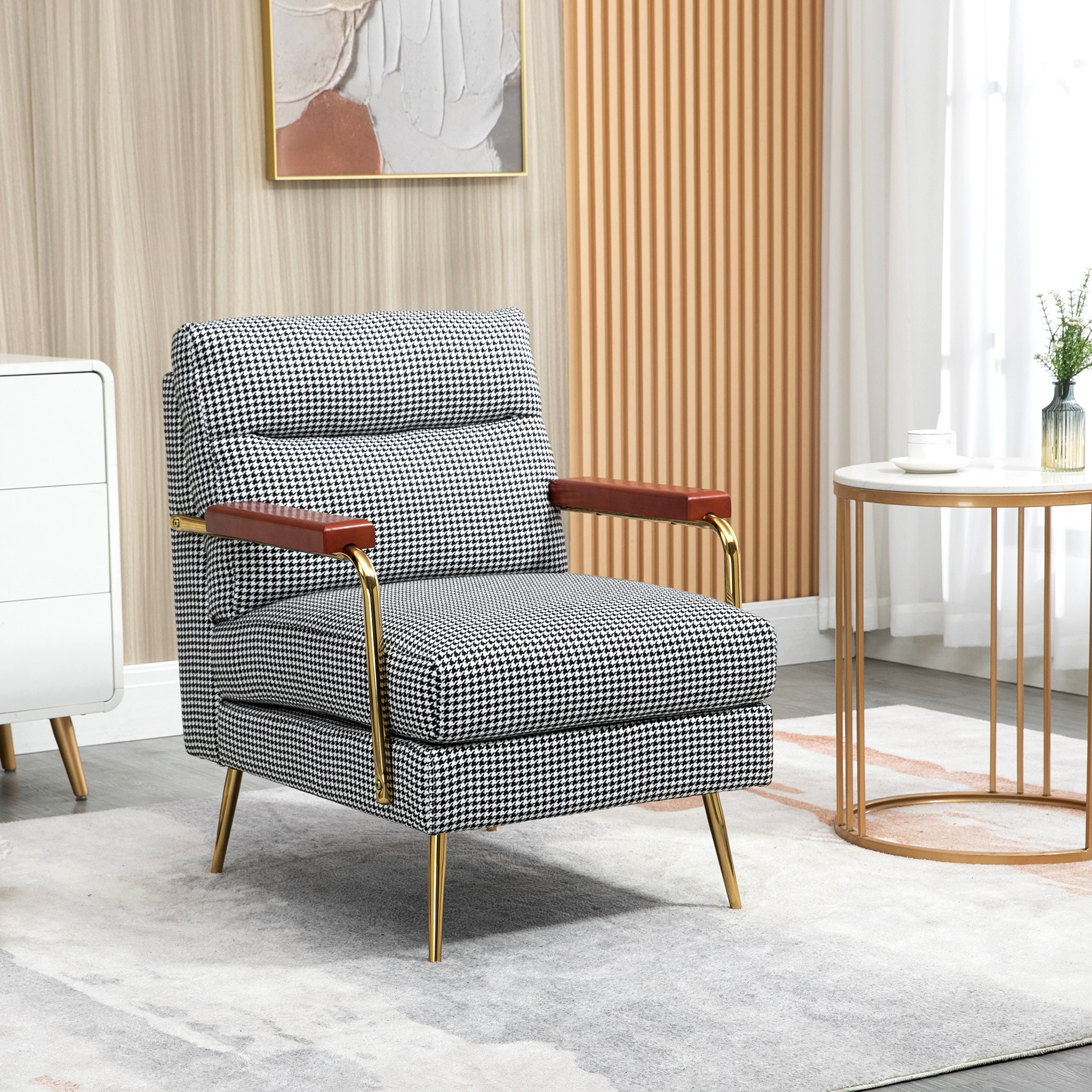 Image of Ear Chair Relax Chair, Upholstered Chair With Linen Look, Accent Chair, Dining Chair With Steel Legs, Lounge Chair For Bedroom, Living Room, 72 X 81.5 X 87.5 Cm